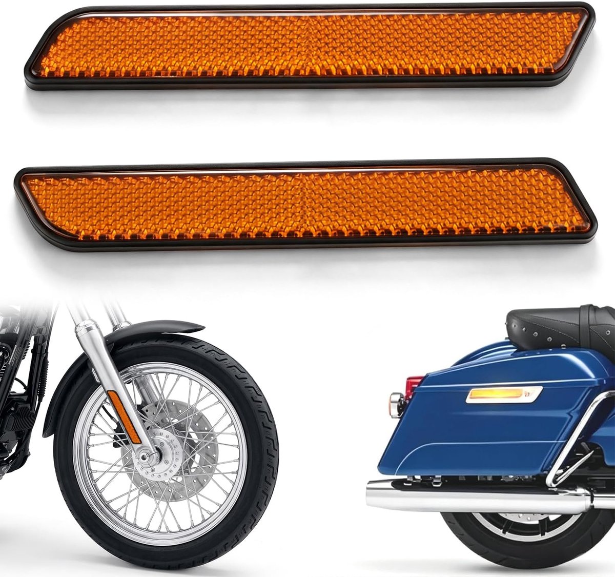 AnXin Motorcycle Side Reflector 2pcs Front For Harley Lower Leg Sliders Dyna Softail Sportster FXD - ShopVlot