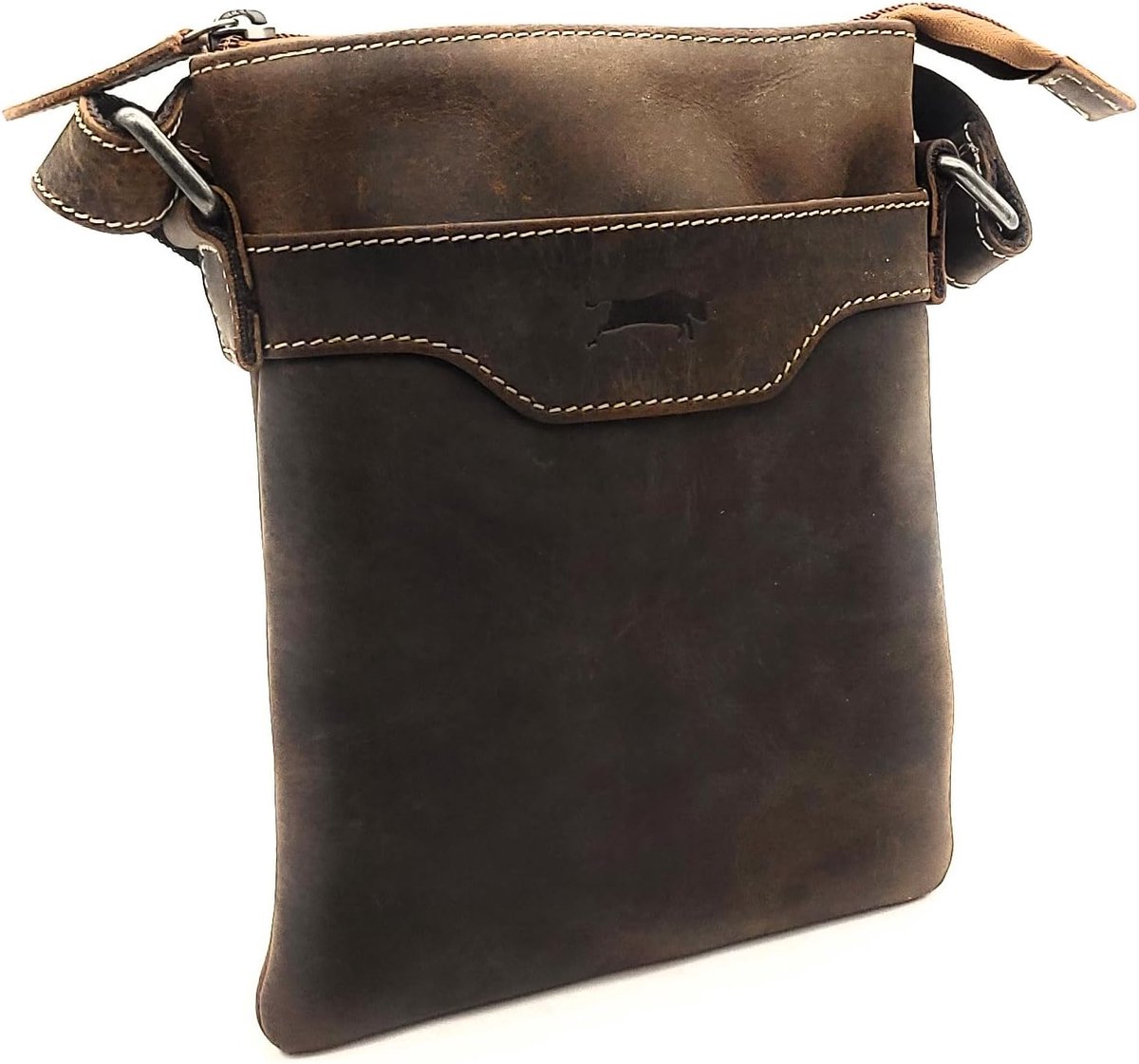 Unisex crossbag leren schoudertas, bruin, 170 x 220 x 40 mm, ideaal voor modebewuste volwassenen met vintage stijl - ShopVlot
