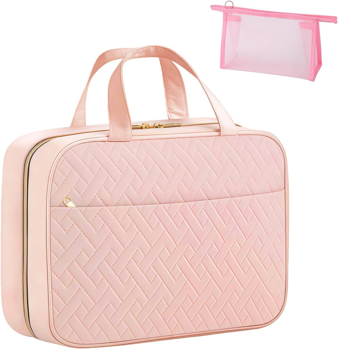 Toilettas - Roze - 28 x 19 x 7,5 cm - Duurzame Make-up Organizer met Handgrepen - Voor Dames