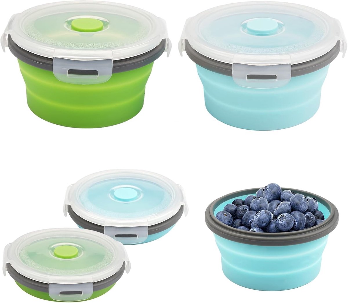 Wasteil opvouwbaar - Transparant - 12 x 6,5 cm - Siliconen Opvouwbare Kom 350 ml - Voor Kamperen en Reizen
