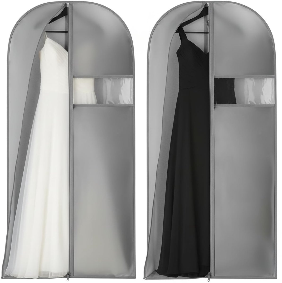 Famanu – Lange kledingzakken van 165 cm, 2 stuks, ideaal voor het beschermen en vervoeren van kleding, perfect voor bruidsjurken en lange jurken