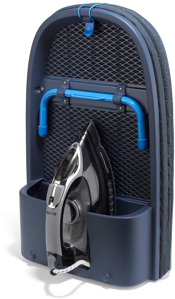 Famanu – Inklapbare tafelstrijkplank van 110 cm met opbergvak voor strijkijzer, compact en praktisch voor thuisgebruik