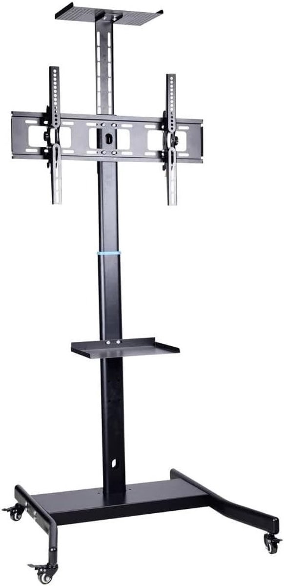TV-rolwagen - Zwart - 81-185 cm - Verstelbare en Kantelbare Televisiehouder - Voor Thuis of Kantoor