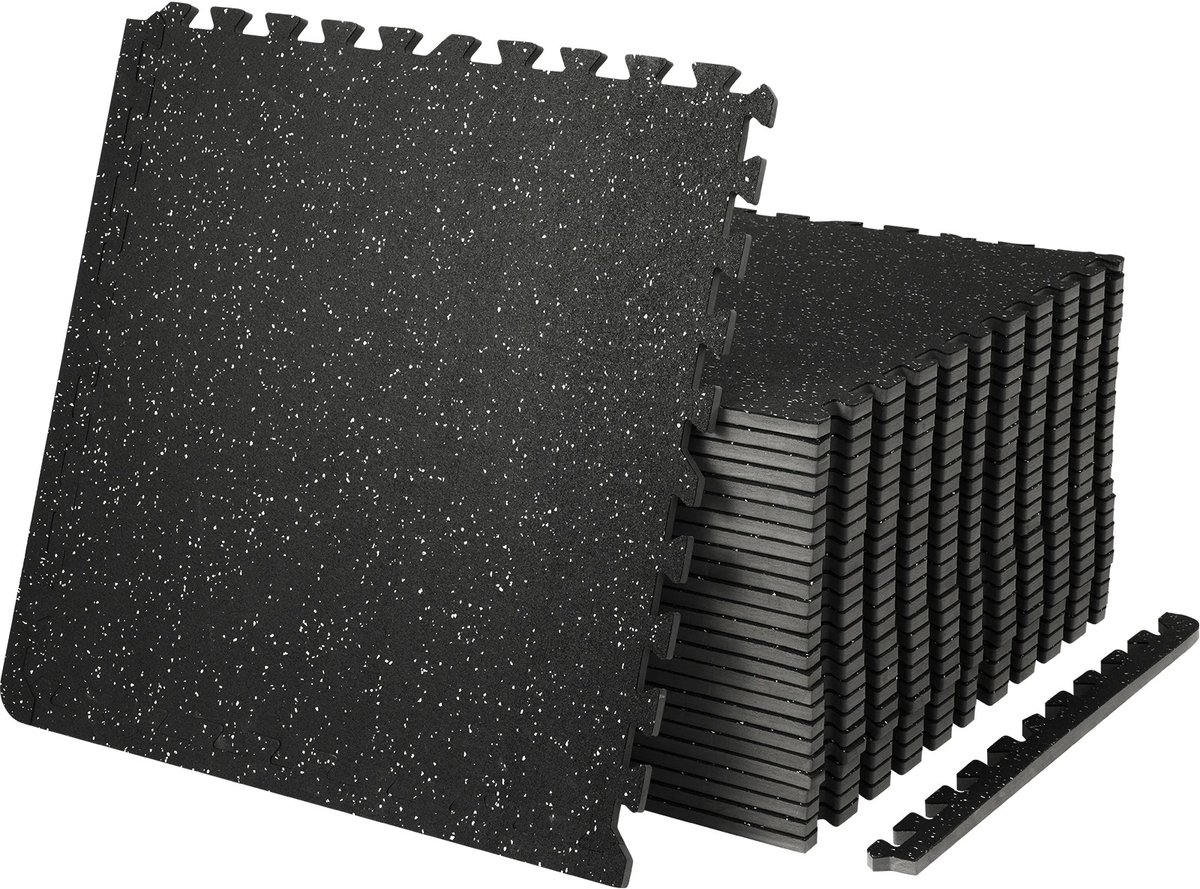 VILIMA - Gym vloermat - 12 stuks - EVA Foam en Rubber mat - Rubber tegels - Waterbestendig - Gemakkelijk te reinigen - Goede kwaliteit - 61x61cm