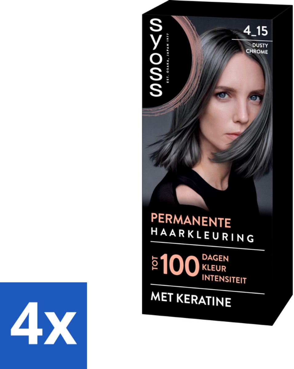 SYOSS - Coloration 4-15 Dusty Chrome - Haarverf - Grijsdekking - Vermindert Haarbreuk - Voordeelverpakking - 4 stuks