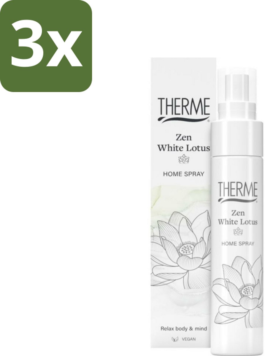 Therme - Zen White Lotus - Interieurspray - Langdurige Geur - Aromatisch - 60ml - Bulkverpakking - 3 stuks