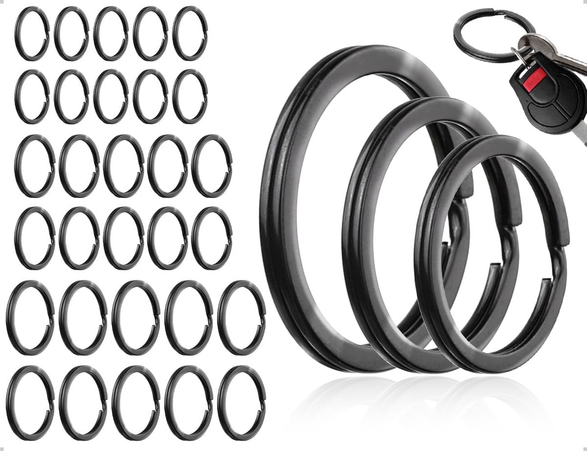 Sleutelringen 30 stuks - RVS 304 - Ronde en platte maten - Ideaal voor sleutelaccessoires - ShopVlot