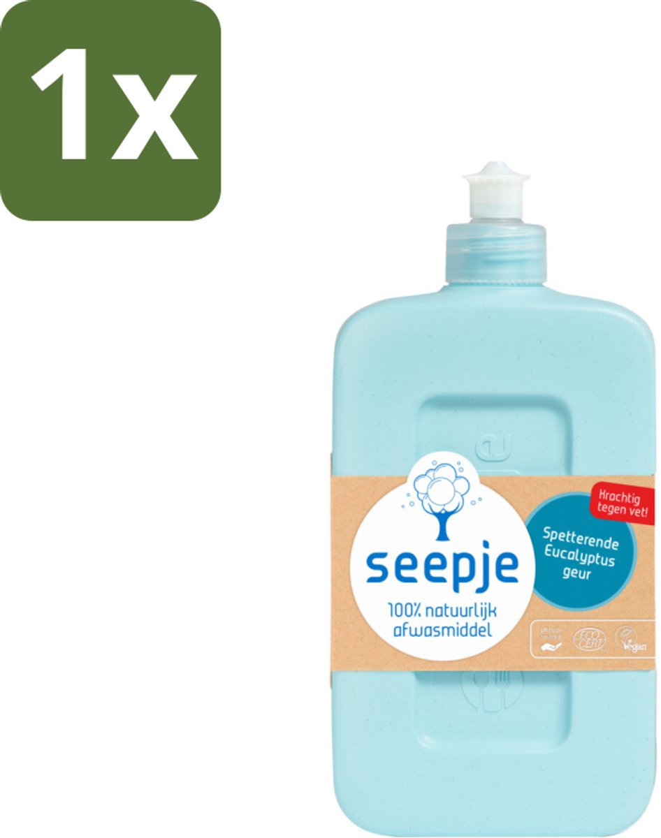 Seepje - Afwasmiddel - Verfrissend & Zacht voor de Handen - Spetterende Eucalyptus - 500 ml - 1 stuk
