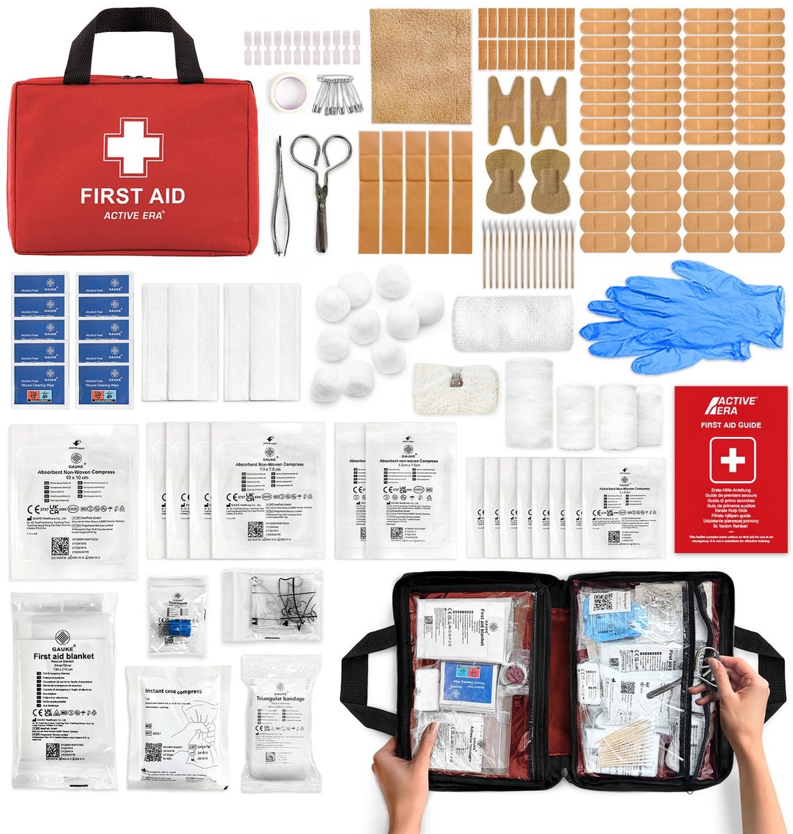 Famanu – Premium koffer met 180-delige kit, inclusief koelpacks en pleisters voor thuis, op reis en op school