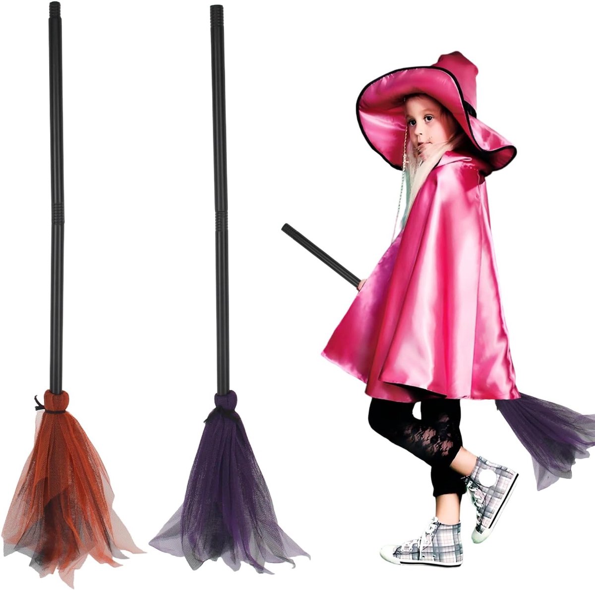 2 stuks heksenbezem kinderen 83 cm plastic Magic Broom heksenstok - ShopVlot