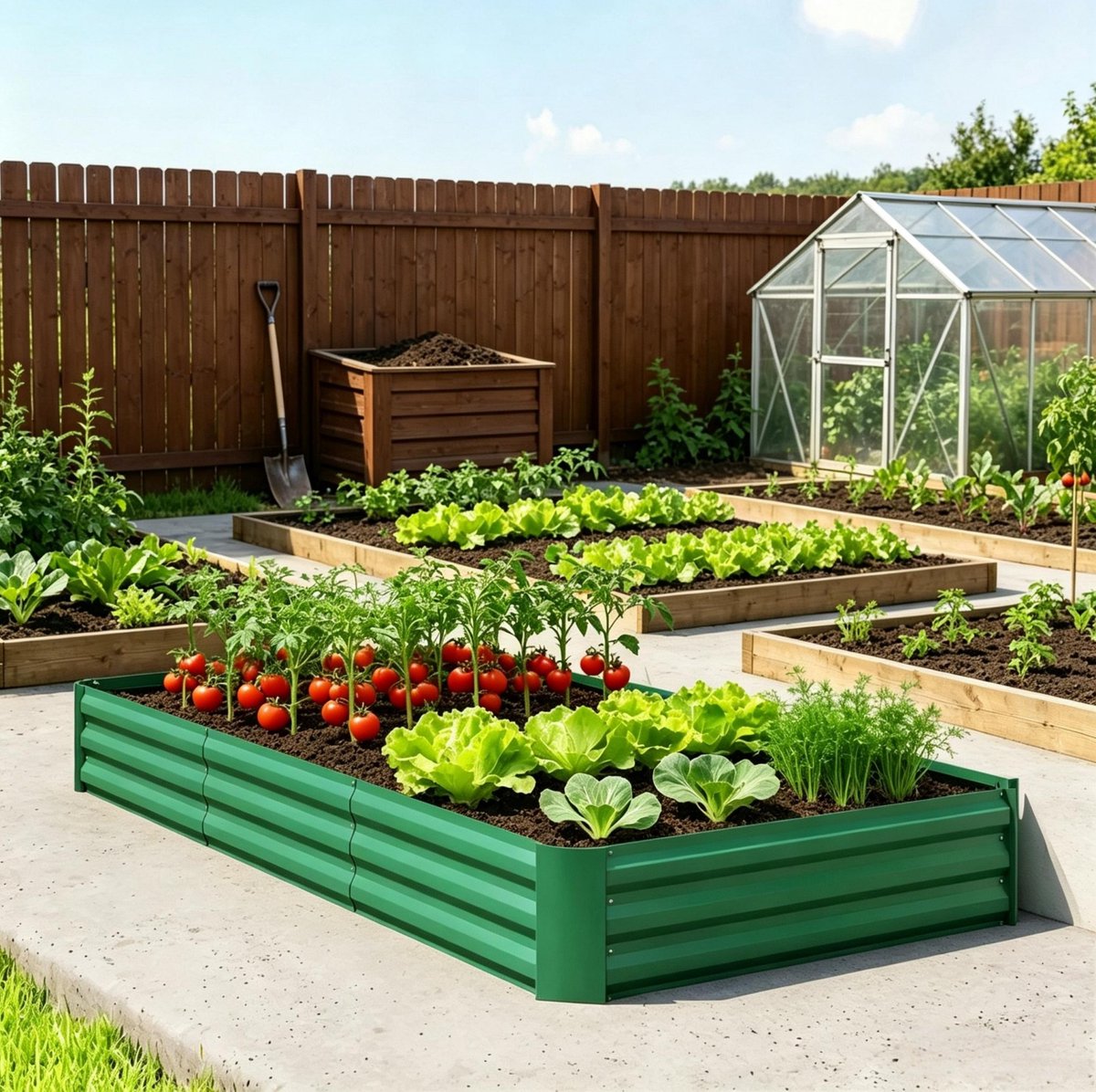 OKWISH Moestuinbak Verhoogd 240 x 120 x 30 cm Verzinkt Staal Groen Open Bodem Voor Groenten Kruiden En Bloemen