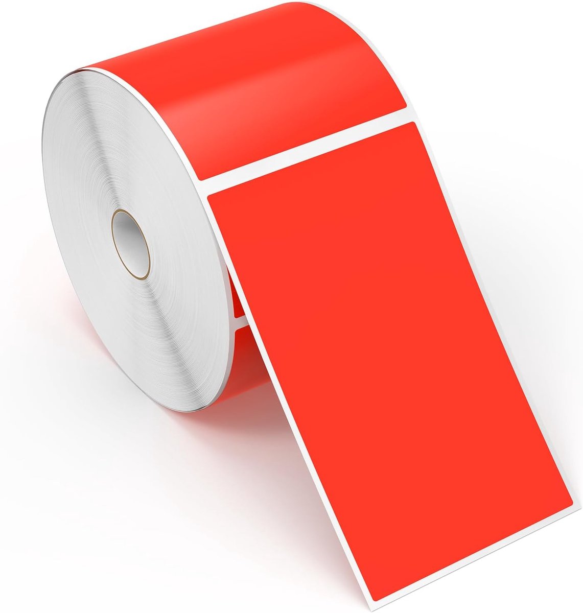 Pack of 500 Fluorescent Red Adhesive Labels Removable 5 x 3 Inch Rectangular Roll - ShopVlot