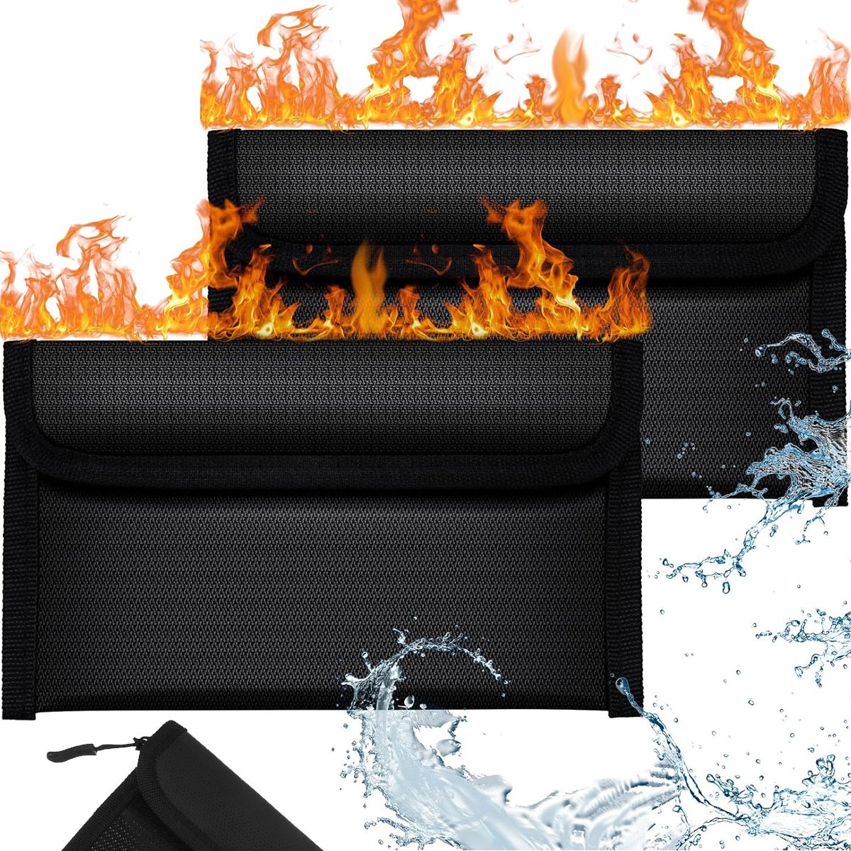 2x Brandveilige Documententas 20,5x12cm - Hitte- en Waterbestendig