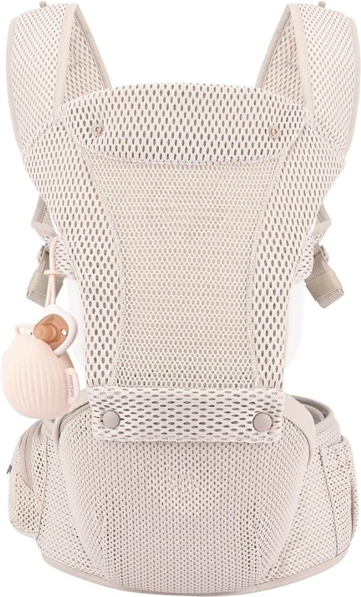 Verte Ergonomische Draagzak - Draagzak voor 0-36 Maanden – 3D Air Mesh-Draagzakrugzak voor Pasgeborenen Tot Peuters – Ergonomisch Heupzitje – 6-in-1 Draagzak voor op de Buik – Mesh Gold