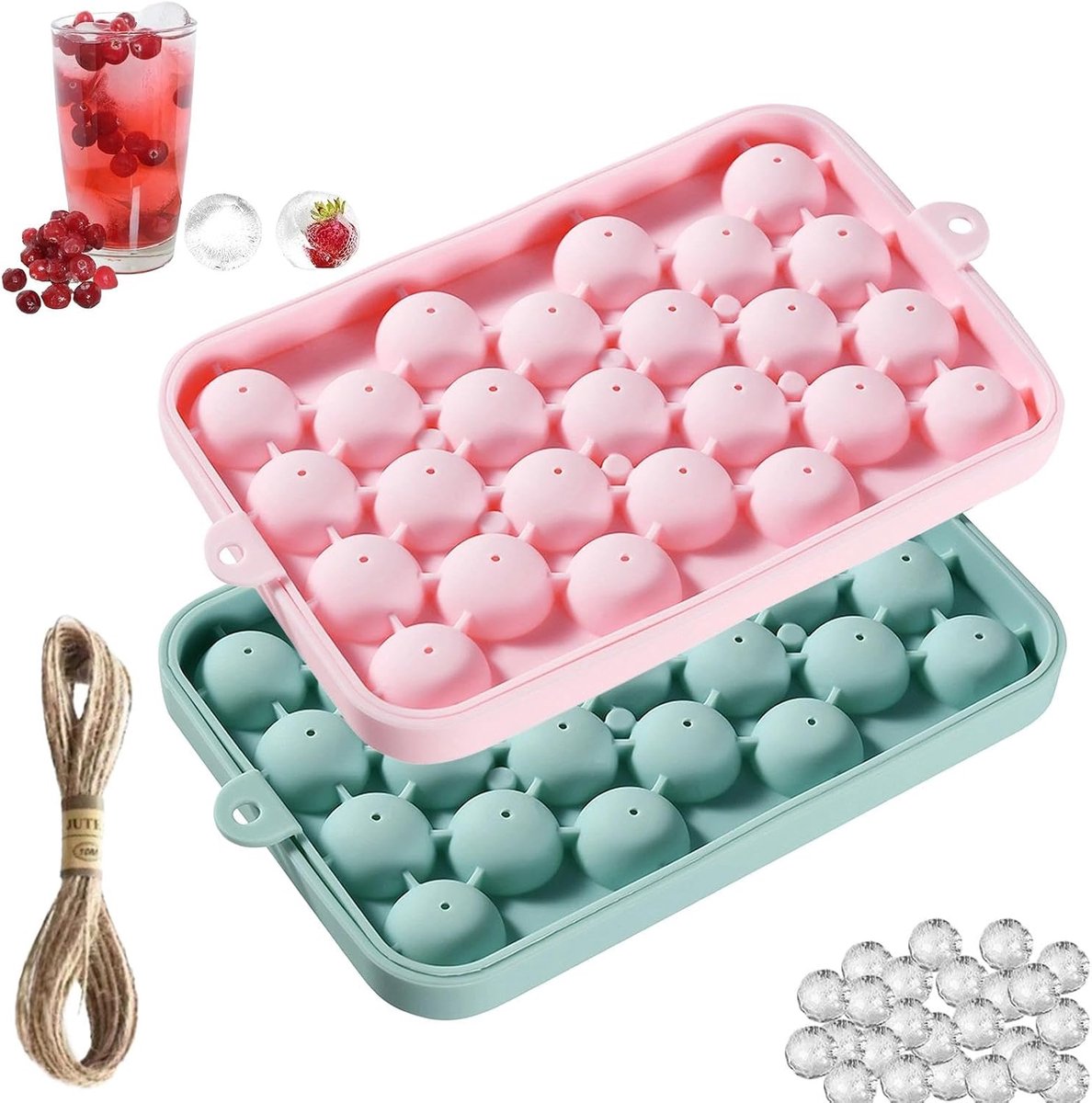 2 stuks ijsblokjesvormen, blauw en roze ijsblokjesvorm van silicone - ShopVlot