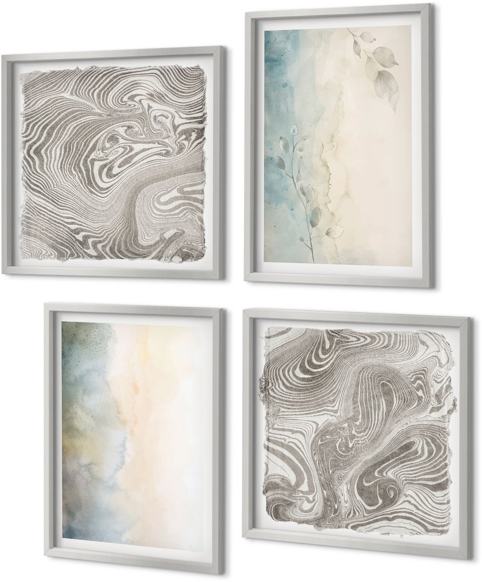 Coloray 4-Delige Schilderij Set - Fijne aquarelkartonnen - 40 x 40 cm en 40 x 60 cm - Muurdecoratie - Decoratieve Schilderijen - Wohnzimmer