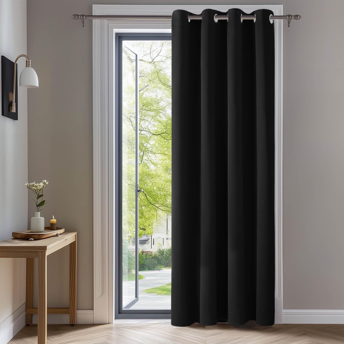 Famanu Verduisterend gordijn, 132 x 214 cm, zwart, 1 stuk, ideaal voor slaapkamers en woonruimtes