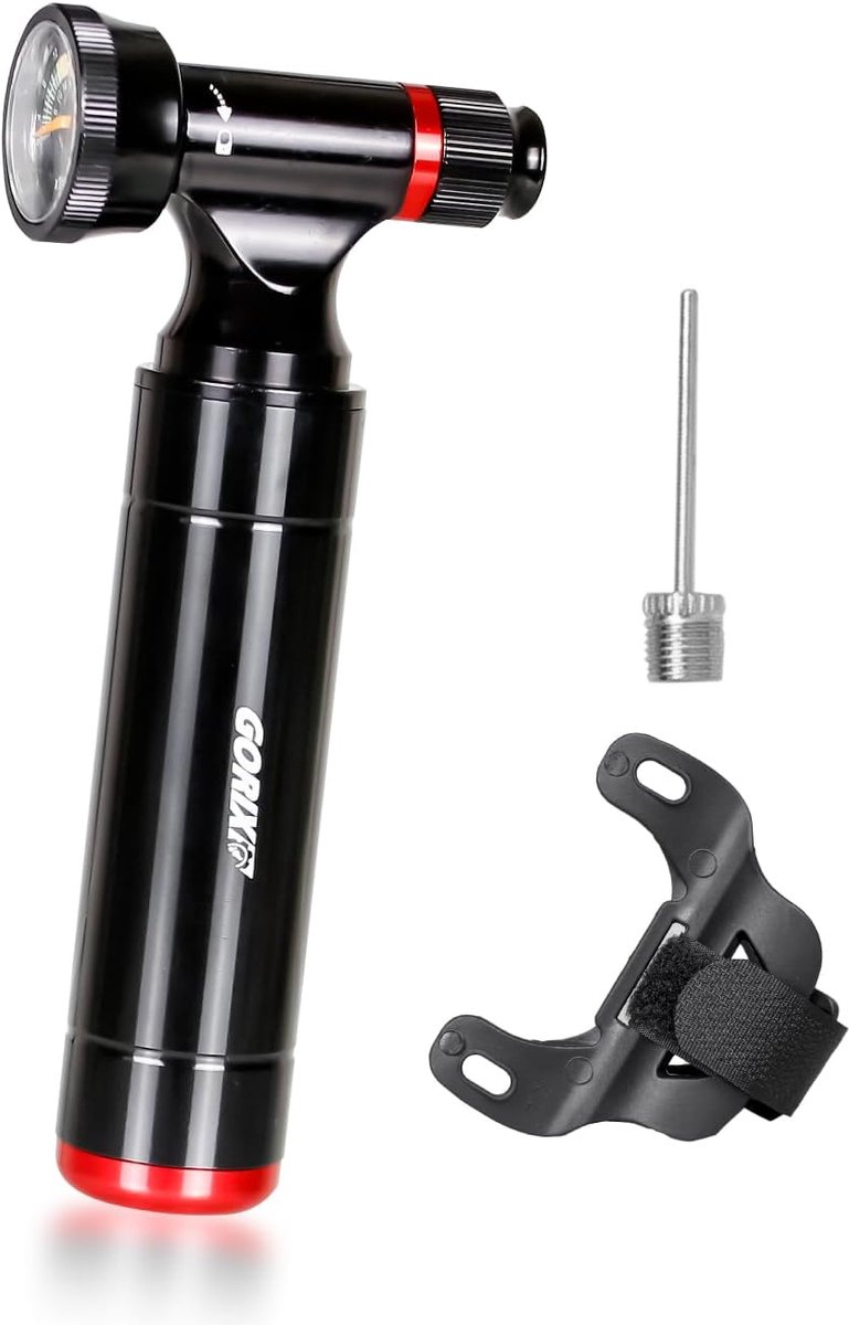 GORIX Bicycle Portable Pump Bicycle Air Pump CO2 inflator with Air Gauge Presta Schraeder (GX-CO2M) - ShopVlot