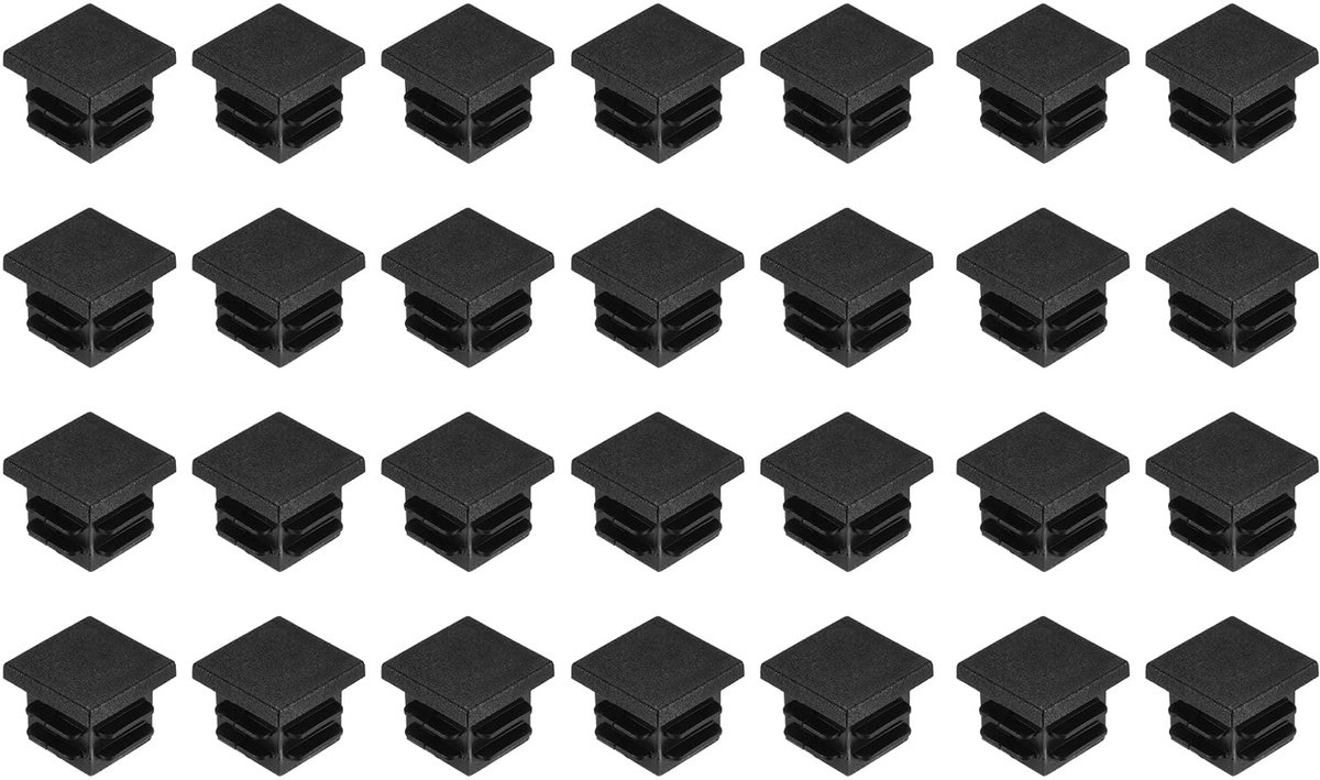 28 Stuks Vierkante Pannendoppen voor Vierkantige Buizen, 19x19mm Zwart