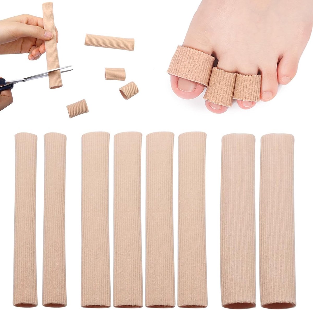Hakbeschermers naaldhak - Beige - 15 cm - Siliconen teenbeschermers met zachte gel - Voor bescherming en comfort