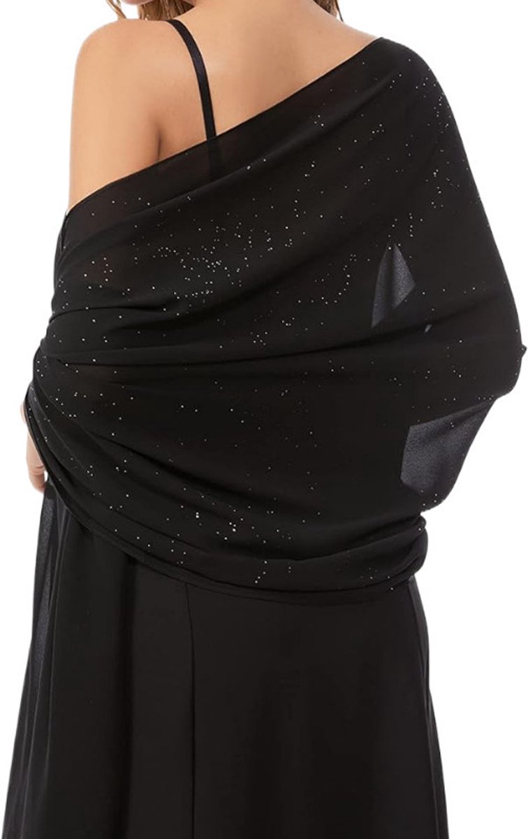 Avondsjaals en -stola's, glinsterende tule sjaals en stola's - sjaals met strasssteentjes, chiffon sjaals voor dames, bruidssjaals, elegante sjaals, sjaals, capes, zijden lange sjaals