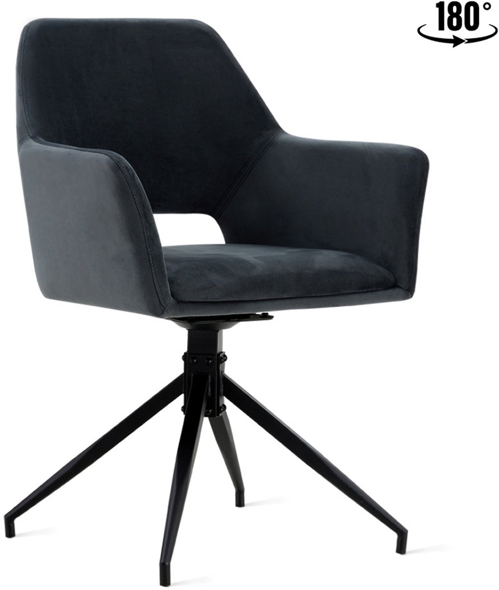 Eetkamerstoel Tess Velvet Antraciet - Giga Meubel - Set van 2