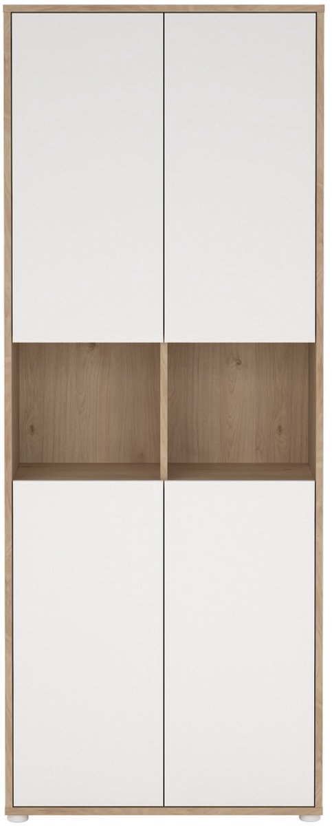 Giga Living Boekenkast Sign - Wit/Naturel - 4-Deurs - 80x34x205cm