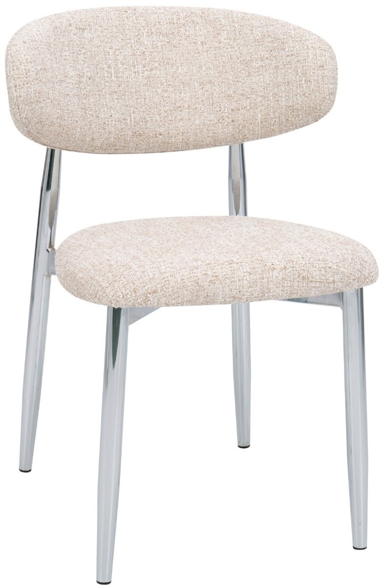 DÉJA Living Eetkamerstoel Skara - Beige/Chrome - Set van 2