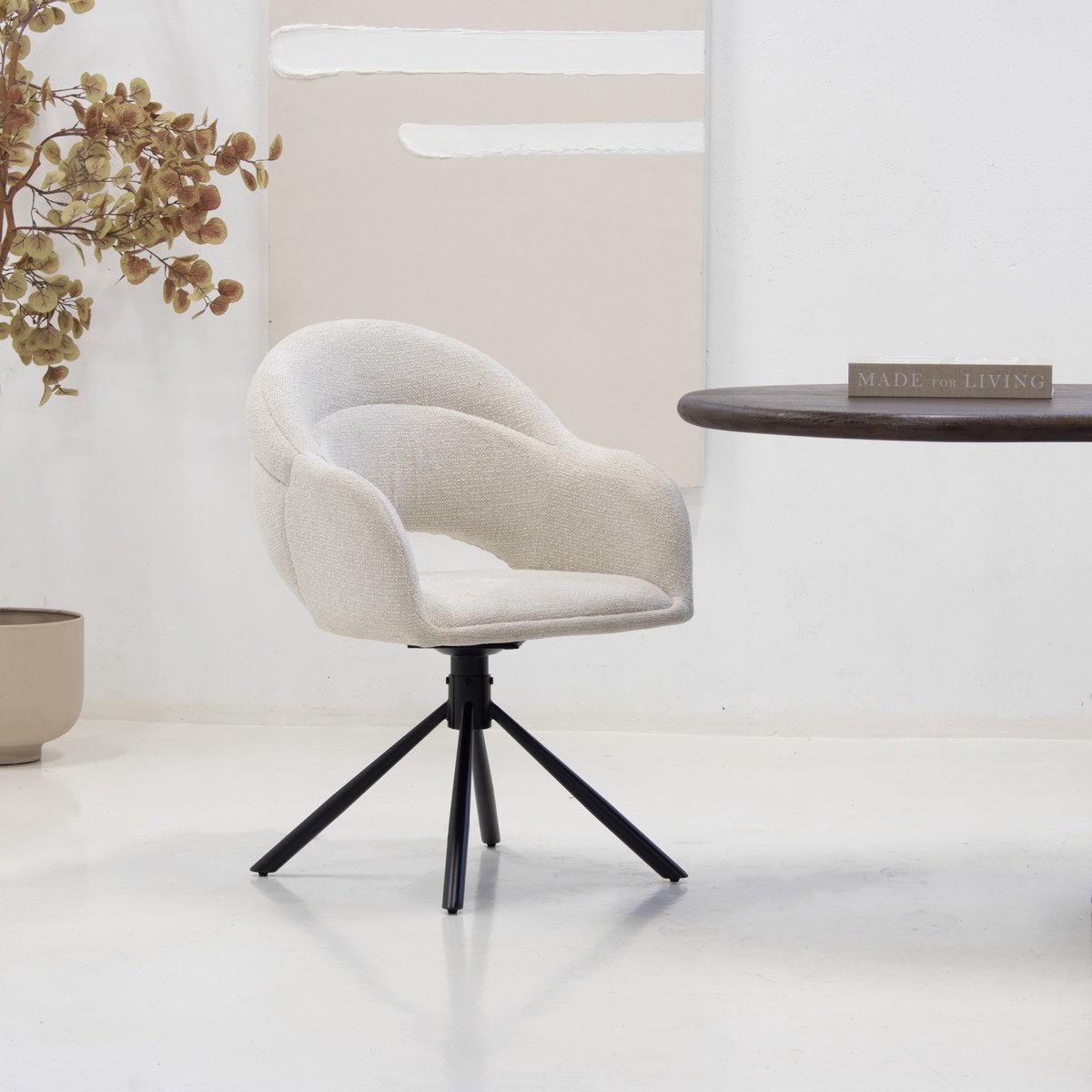 DÉJA Living Eetkamerstoel Celeste - Beige - Draaibaar - Set van 2