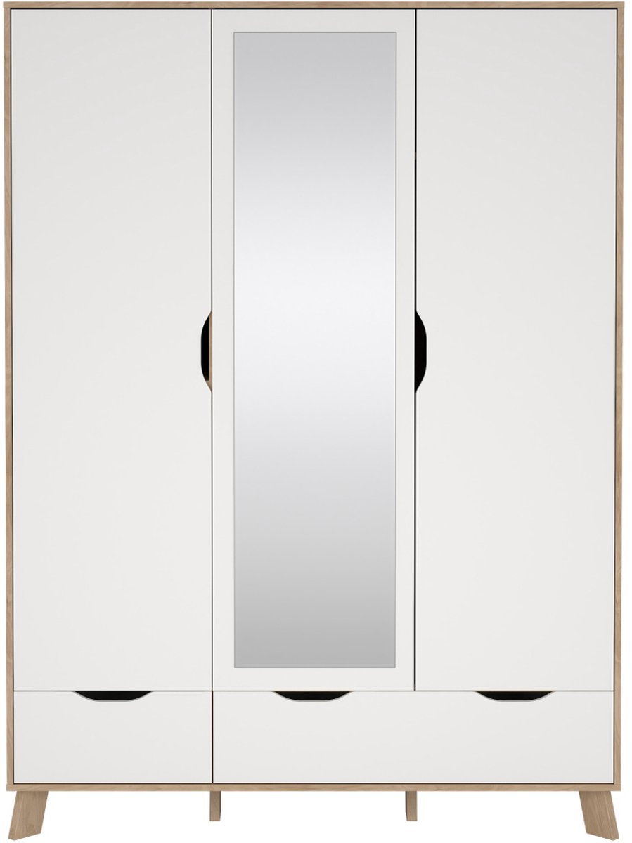 Giga Living Kledingkast Ikast - Wit/Naturel - 150x60x200cm