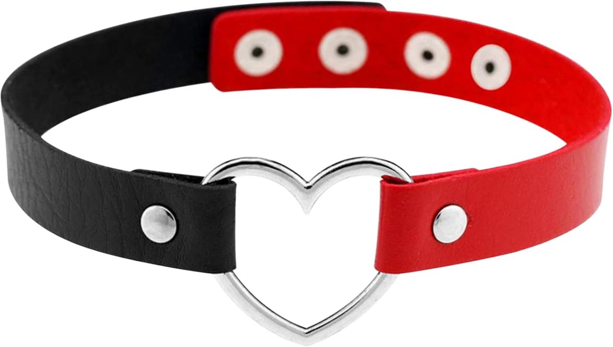 Tattoo choker halsband dames - leren ketting zwart blauw roze rood paars wit zilver - gothic punk rock stijl - ShopVlot