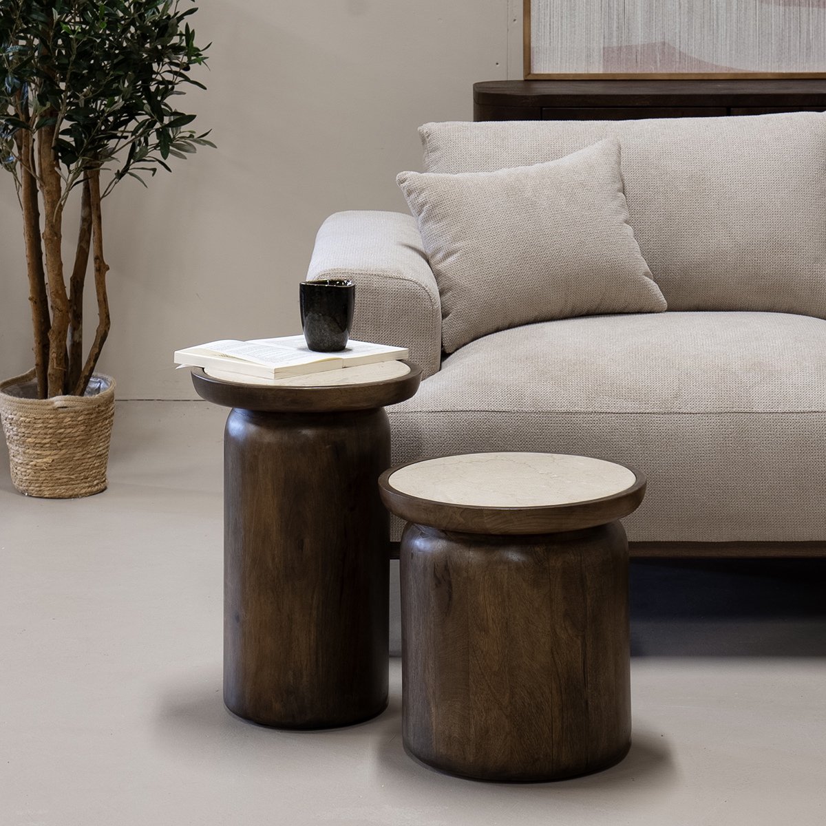 Giga Meubel Salontafel Kaja - Rond - Marmer - 38cm
