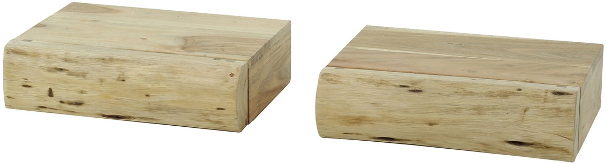 Giga Meubel Nachtkastje Tree XS - Naturel - Set van 2 - 30x8x20cm