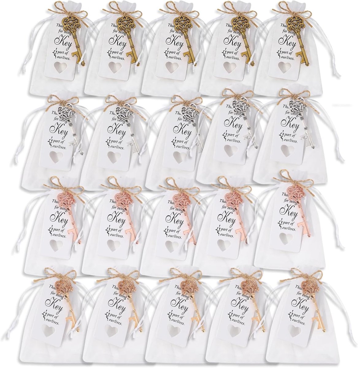 Flesopener vintage-stijl - 20 stuks sleutelflesopeners - inclusief doe-het-zelf kaarten - ShopVlot