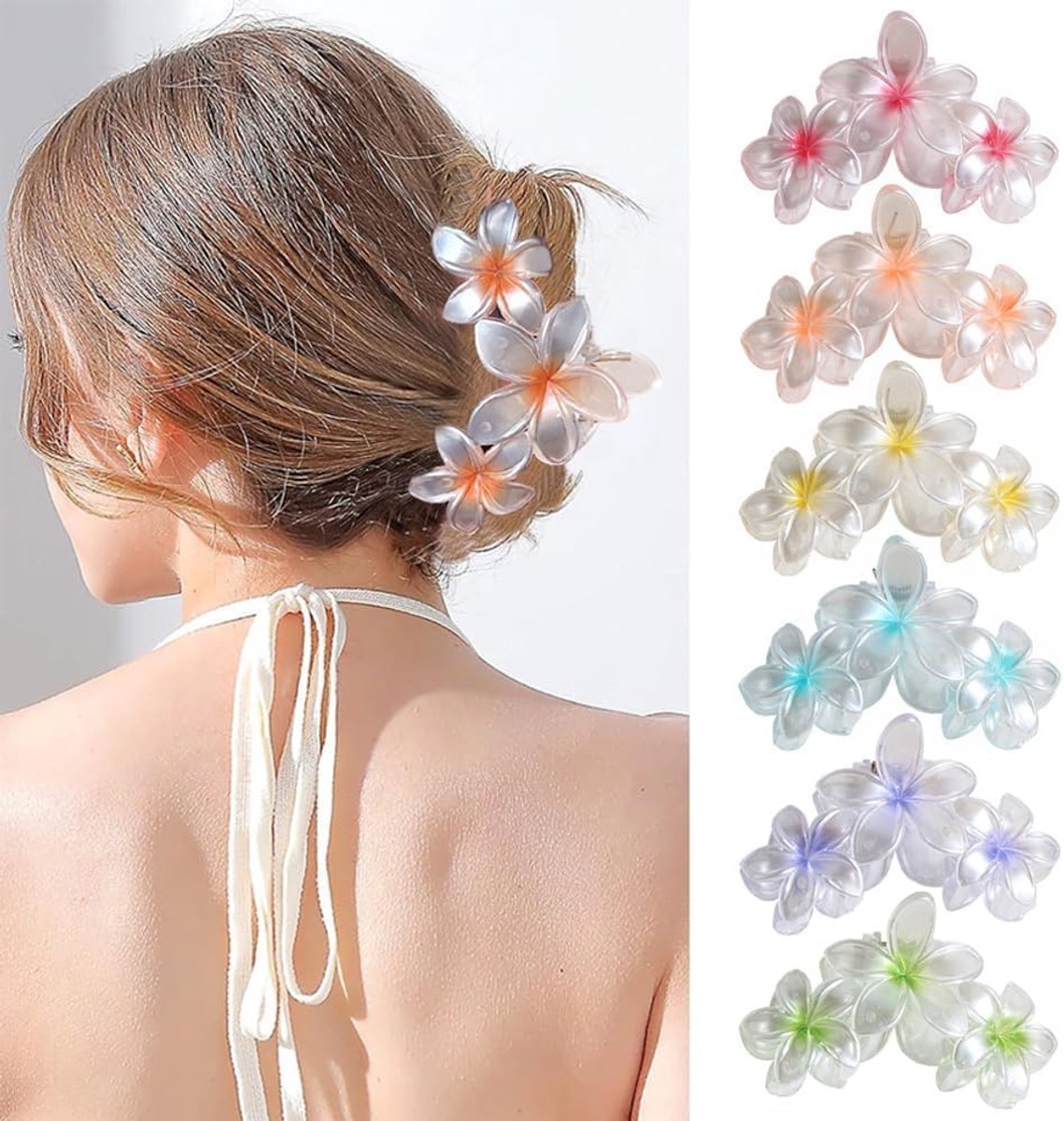 Haarclips 6St Floral - Hawaii Stijl - Sterke Grip - Trendy Haaraccessoires voor Vrouwen - ShopVlot