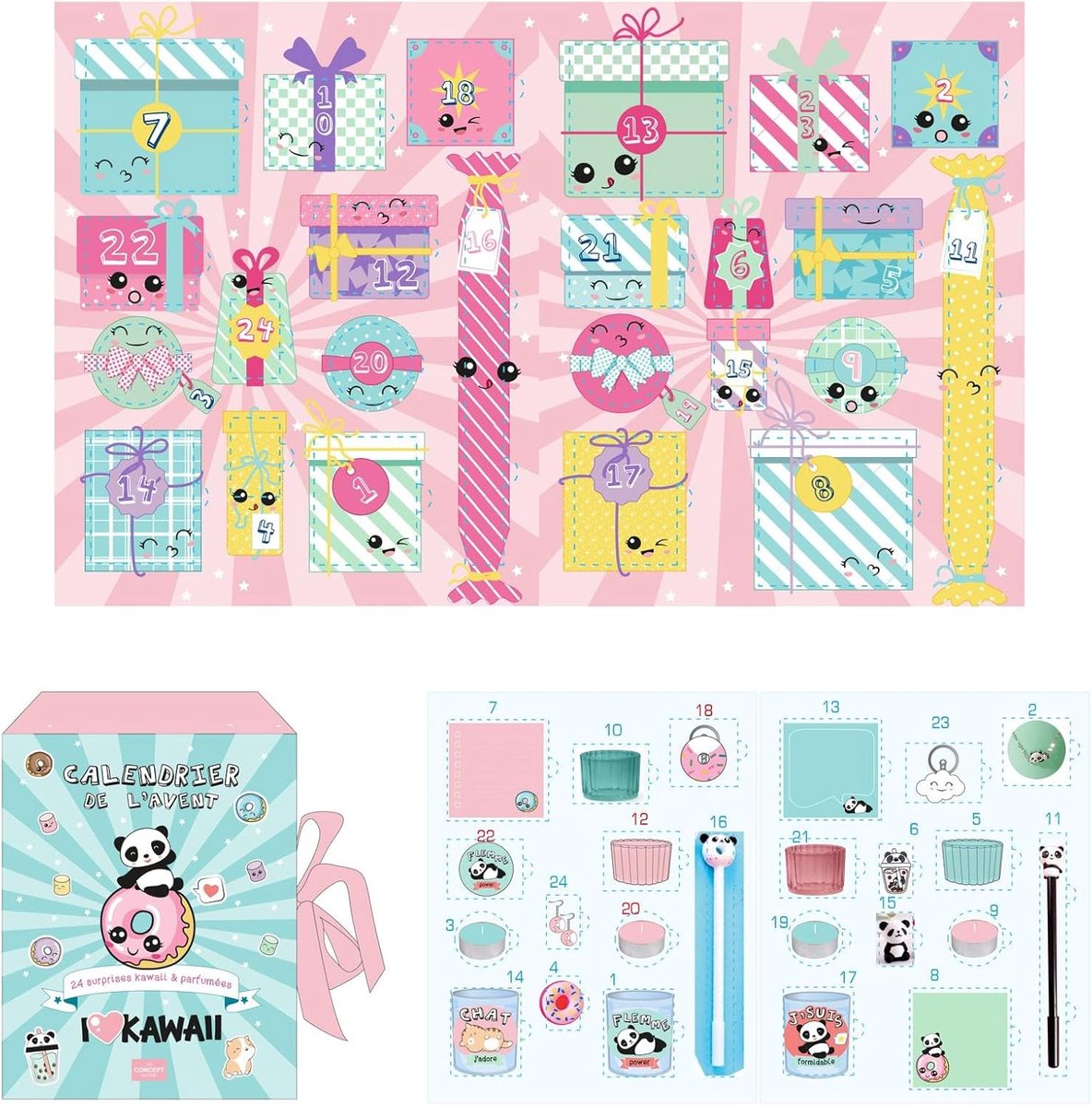 Kalender met dagelijkse verrassingen 19x13x25 cm - schattige dieren - multicolor - voeg magie toe aan je dag - ShopVlot