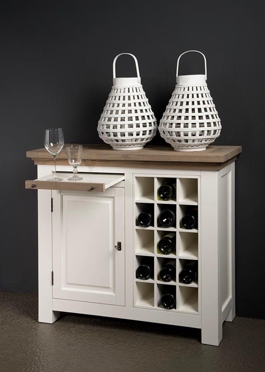 Tower Living Wijnkast Parma - Wit Hout - 108x45x90cm