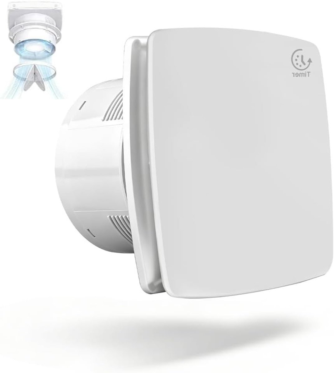 Stille Afzuigventilator - Wit - Met Timer - 150 mm - Voor Badkamer en Keuken