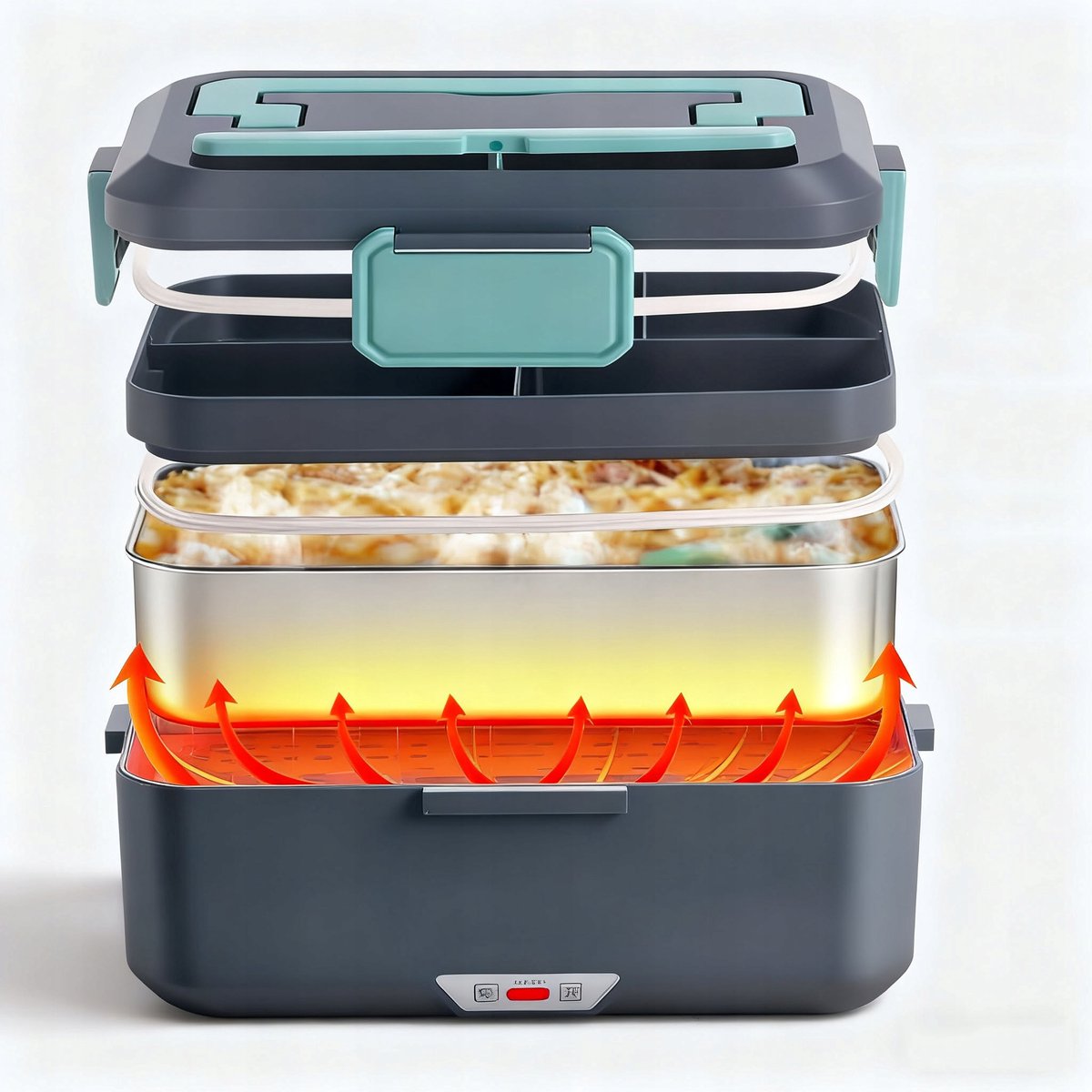 Dubbellaags Elektrische Lunchbox - Verwarmde Bento Box - 3,5L Thermos Lunchbox - PTC Constante Temperatuur - 90W - 12V/24V/220V - Vaatwasbestendig - Isolatietas & Bestek - Draagbare Broodtrommel - Voor Chauffeurs & Kantoor & Bouwplaats — cadeau in Kookcadeaus - foto 2
