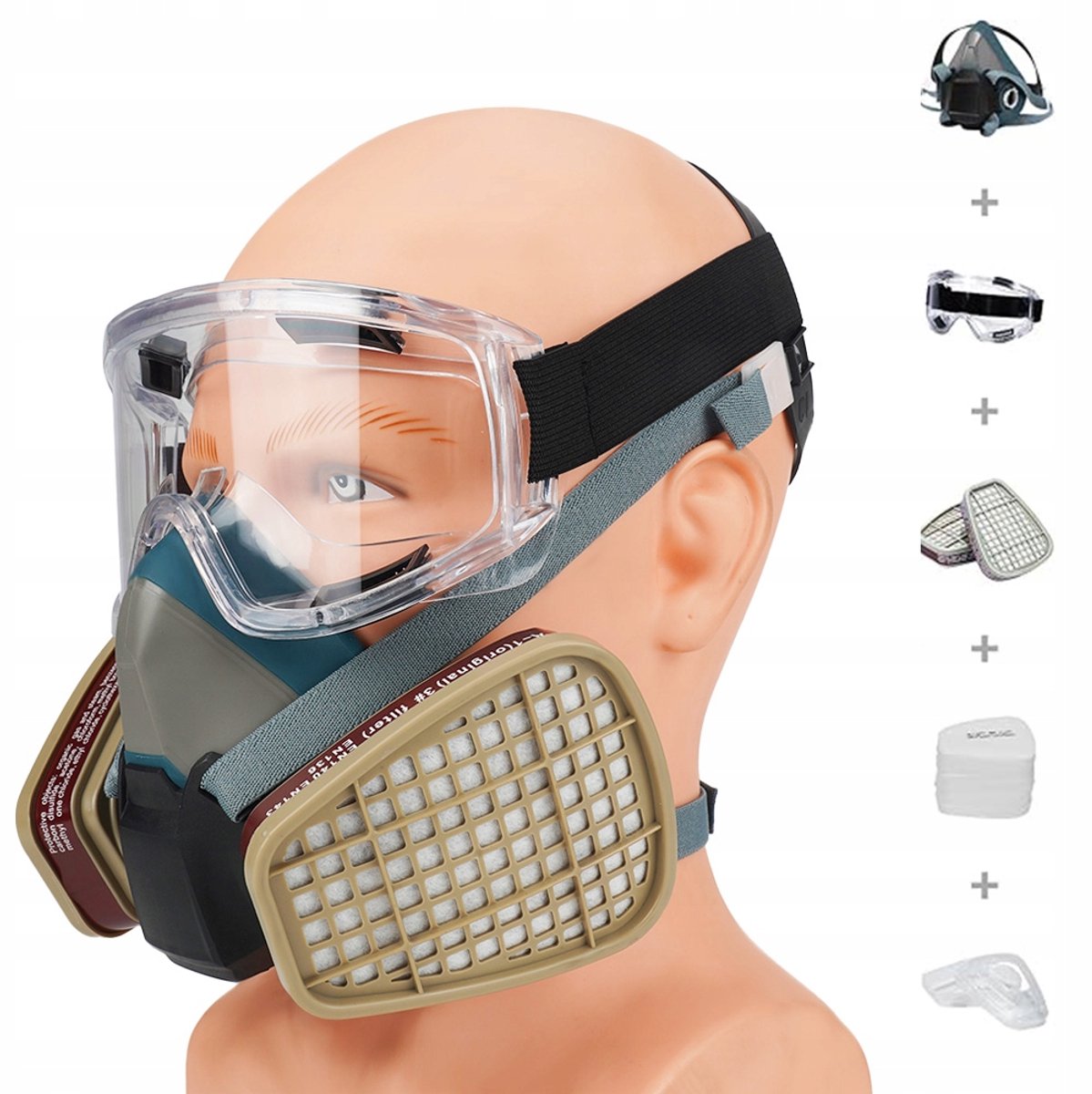 Merkloze Halfmasker Ademhalingsset met Veiligheidsbril voor Schilderen
