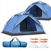 Kampeertent - Automatische Tent - 3-4 Persoons Tent - Campingtent - 200x200x130 cm - UV-Bescherming & Vochtisolatie - Snel Opzetten - Dubbele Deuren & Ventilatie - met Gaas - Muggenvrij - Voor Park & Strand & Tuin