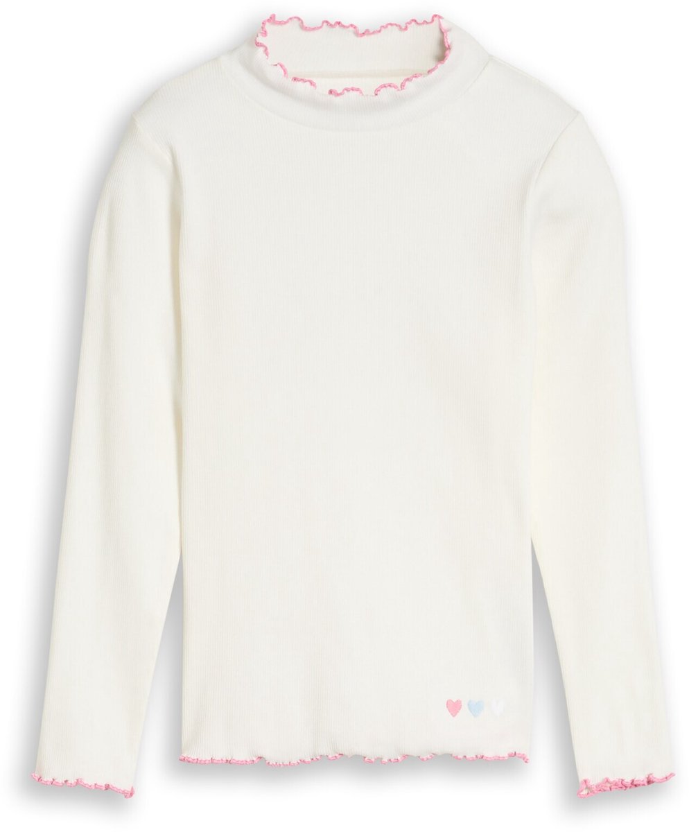 Tom Tailor - T-shirt met lange mouwen en geribde structuur - Maat 104/110 - Whisper White
