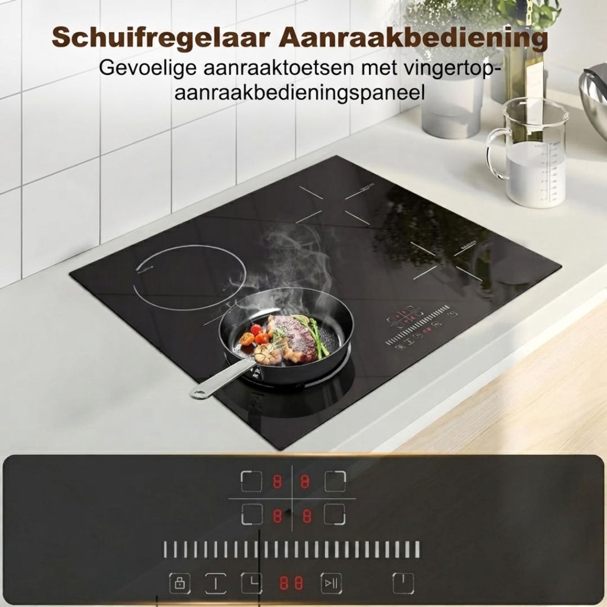 TYR® Inductie Kookplaat - Inbouw Inductiekookplaat - Ingebouwde Inductiekookplaat - Zwart - 59cm x 52cm x 6cm