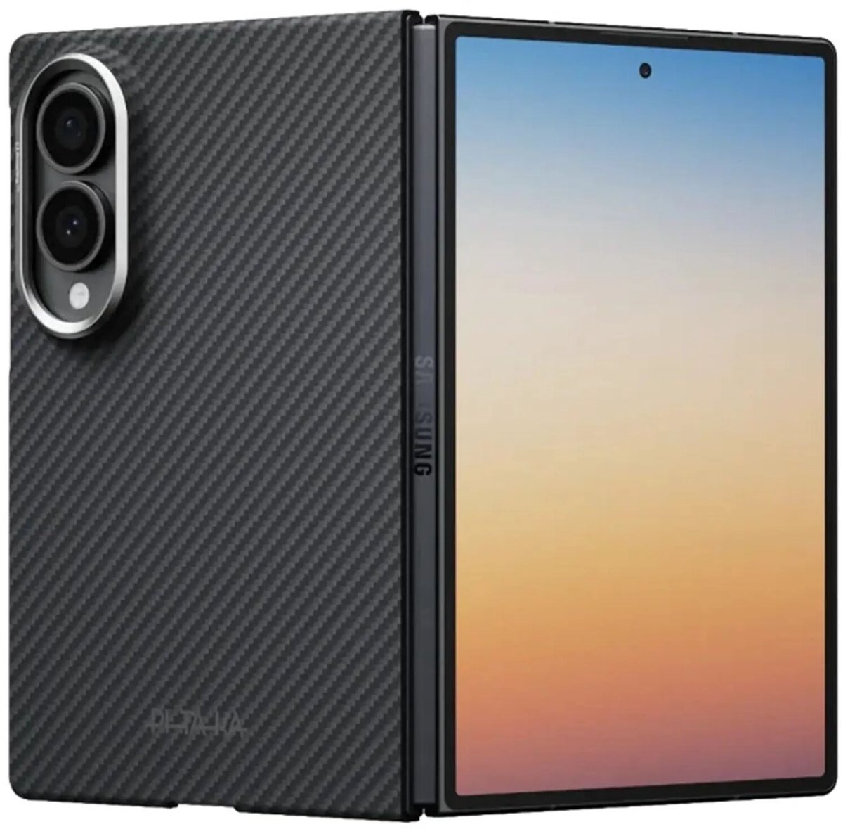 PITAKA Edge Case - Hoesje Geschikt voor Samsung Galaxy Z Fold 8 - Compatibel met MagSafe - 600D Aramidevezel Back Cover - Ultra Dun - Zwart