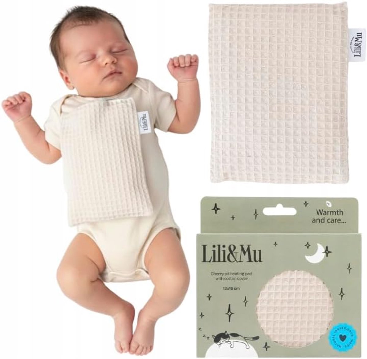 Lili&Mu Kersenpitkussen, 100% katoen, warmte- en koelkussen voor kinderen en volwassenen, natuurlijke kersenpitten - ShopVlot