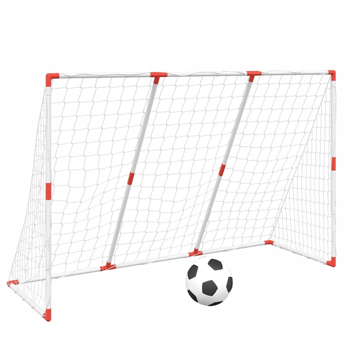 2-in-1 Voetbaldoel voor Kinderen - Wit/Rood - 184x64x124cm