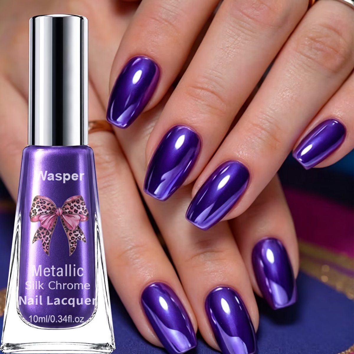 Lacquer Nail Polish Cool Violet – Metallic Paarse Nagellak 10 ml met Chrome Spiegelglans