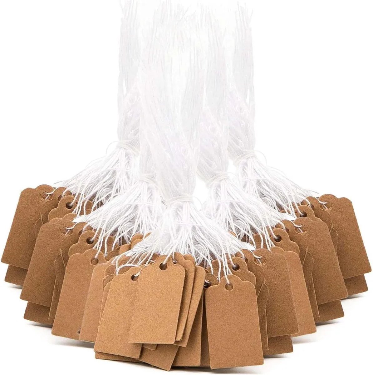 200 prijskaartjes van kraftpapier – 25 x 15 mm – Geschikt voor sieraden en kleding