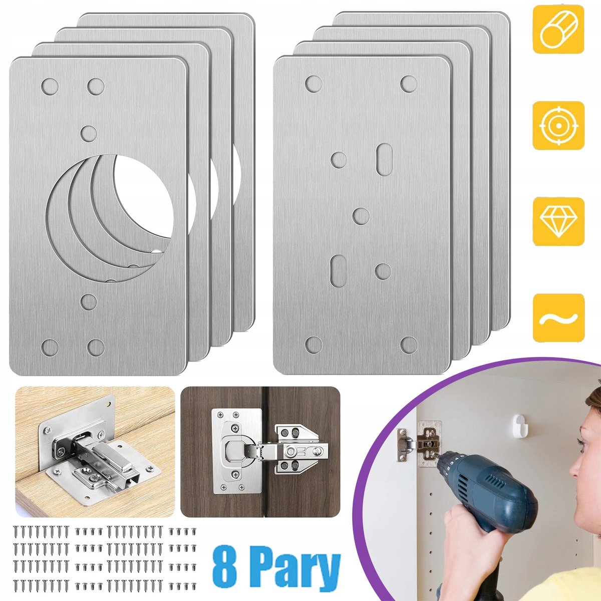Reparatieset voor Scharnieren: Platen en Schroeven voor Kastdeuren