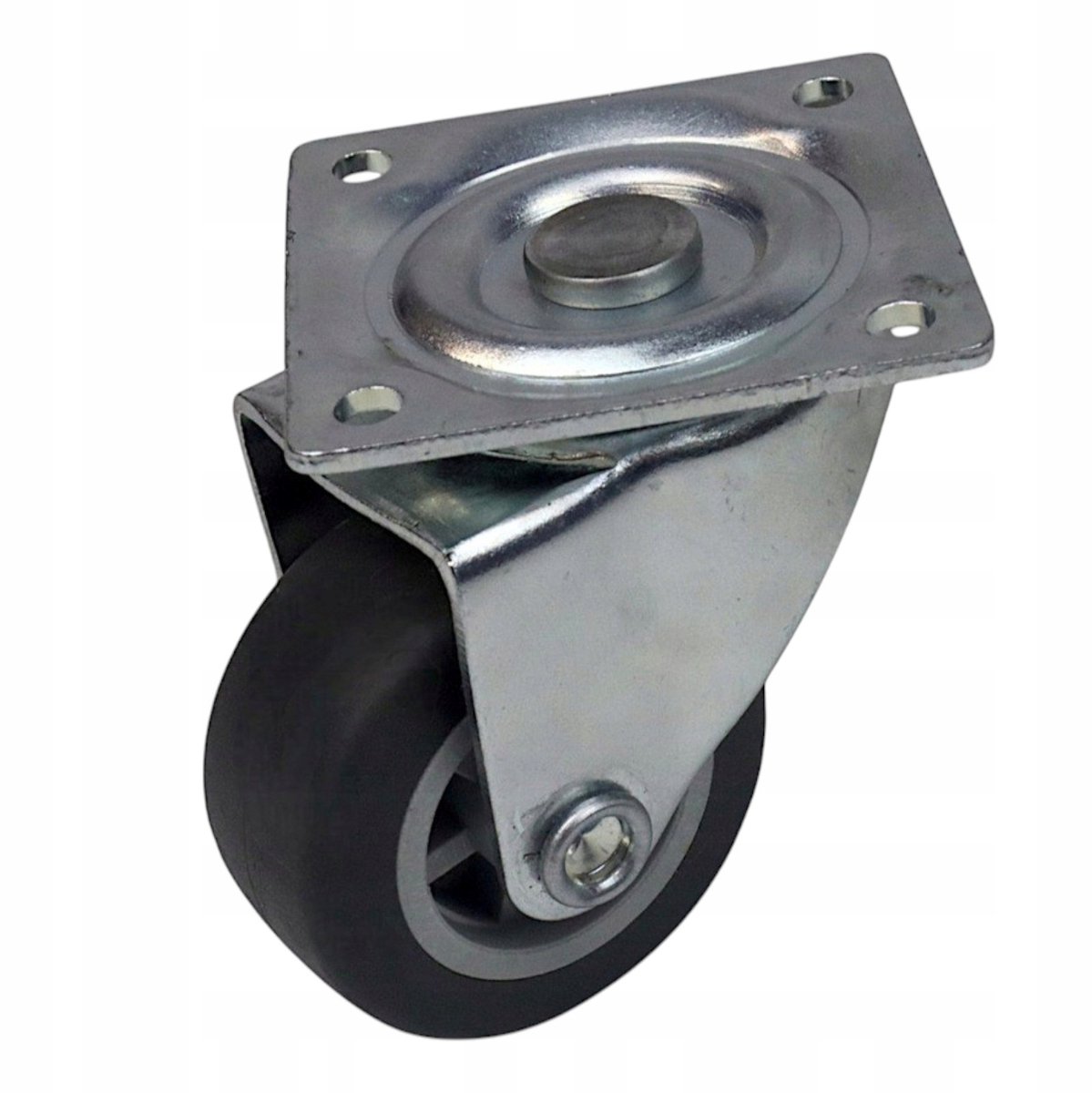 4x Zwenkwielen 40mm Rubber Zwart met Montageplaat 42x42mm